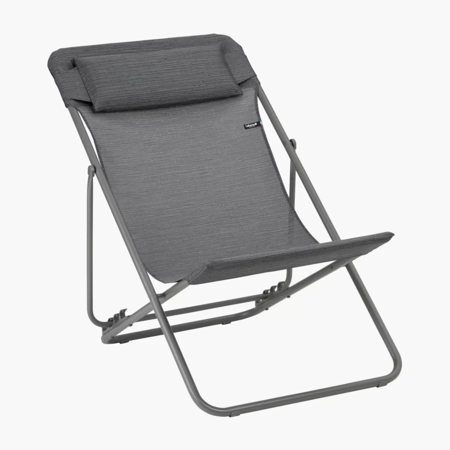 Lafuma Liegestuhl Maxi Transat Plus Batyline® Duo Obsidian titane