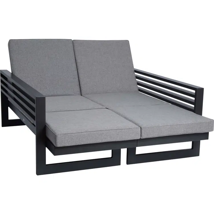 Stern Lounge/Liege New Holly Aluminium anthrazit, mit Textilen silber, Kissen Dessin seidengrau – Bild 2