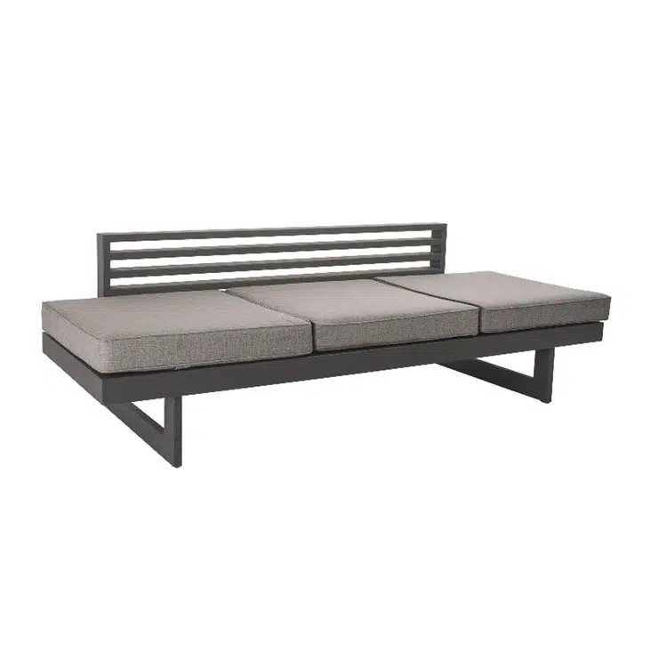 Stern Lounge/Liege New Holly Aluminium anthrazit, mit Textilen silber, Kissen Dessin seidengrau