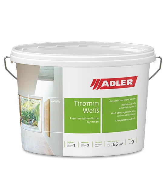 Adler Aviva Tiromin-Weiss Silikatfarbe Wandfarbe 9 Liter