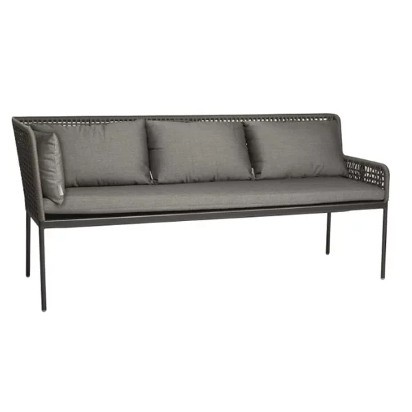 Stern Dining-Set Greta Ecke rechts Aluminium anthrazit Kordel platin & Kissen seidengrau