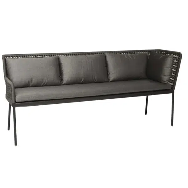 Stern Dining-Set Greta Ecke links Aluminium anthrazit Kordel platin & Kissen seidengrau