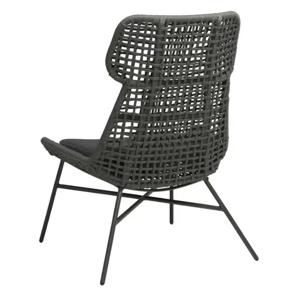Stern Relaxsessel Greta Aluminium anthrazit Kordel platin & Kissen Dessin seidengrau – Bild 2