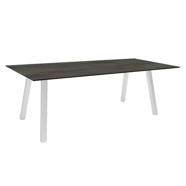 Stern Tisch Interno 220x100 cm Vierkantrohr Edelstahl Tischplatte Zement