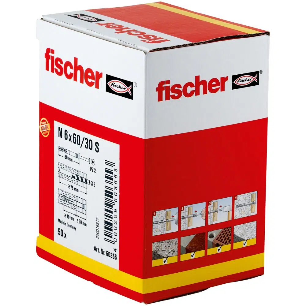 fischer Nageldübel N 6 x 60/30 S Senkkopf – Bild 2