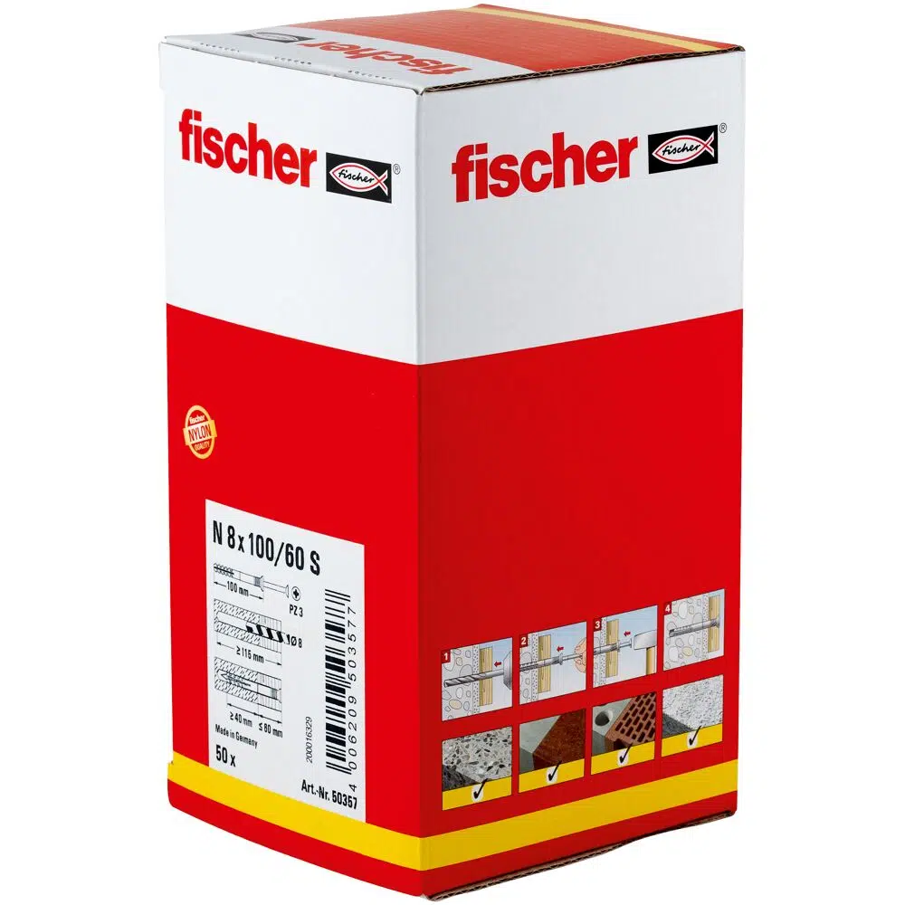 fischer Nageldübel N 8 x 100/60 S Senkkopf – Bild 2