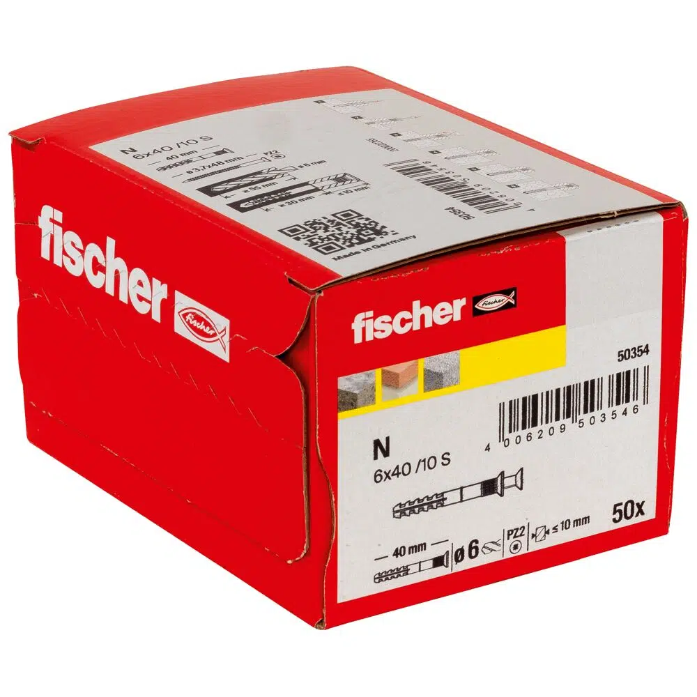 fischer Nageldübel N 6 x 40/10 S Senkkopf – Bild 3