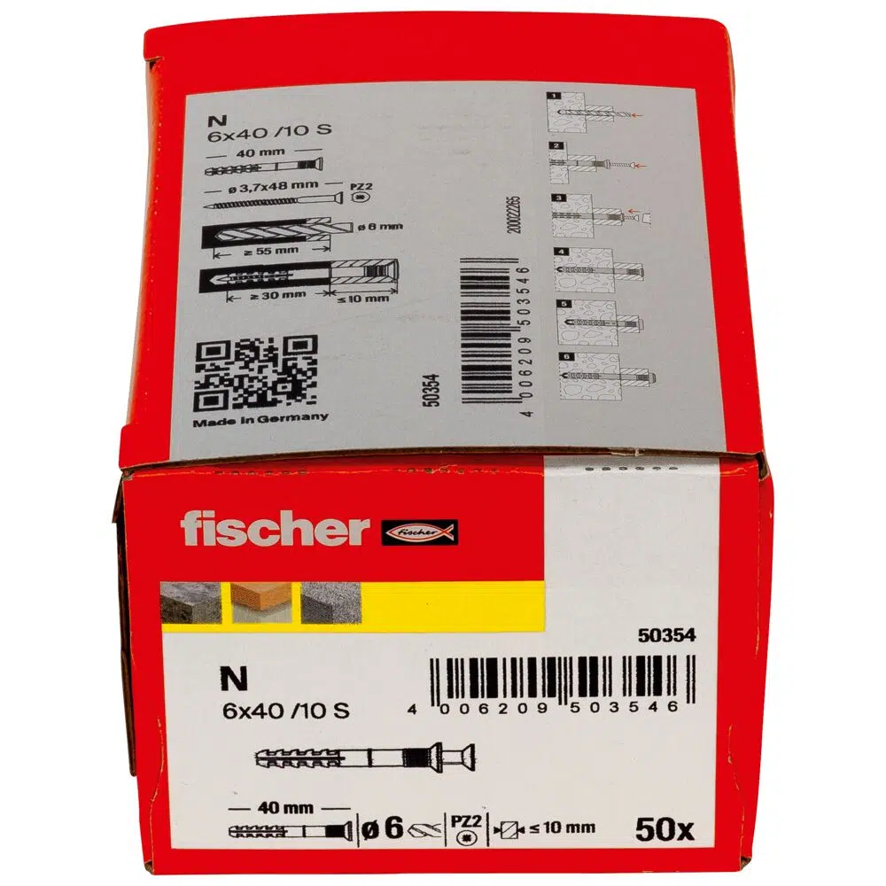 fischer Nageldübel N 6 x 40/10 S Senkkopf – Bild 2