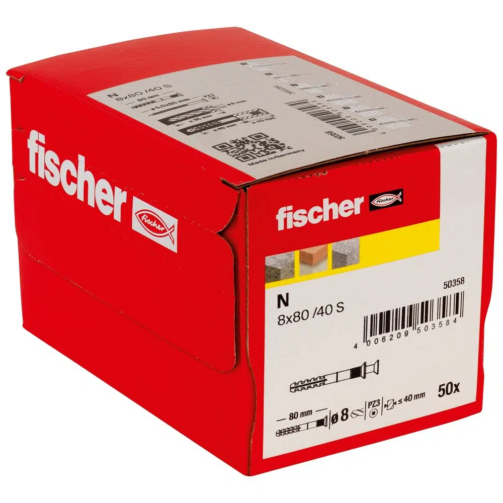 fischer Nageldübel N 8 x 80/40 S Senkkopf – Bild 3