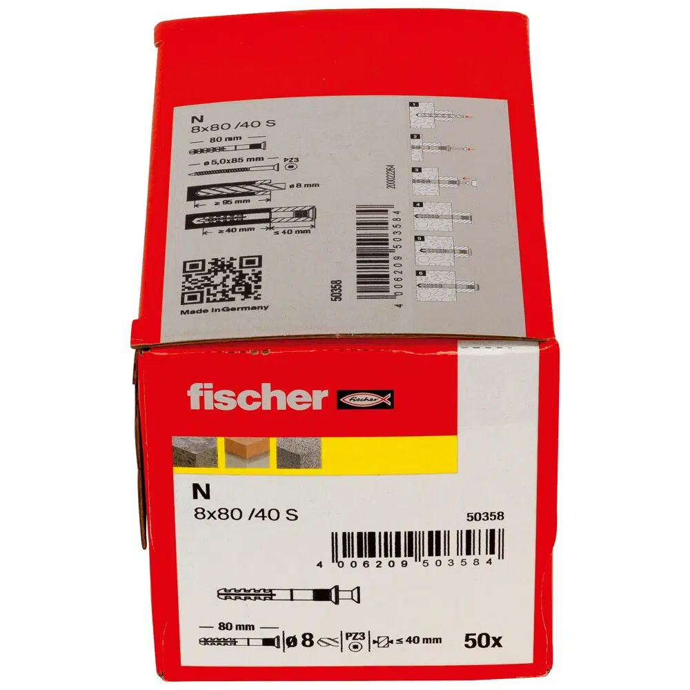fischer Nageldübel N 8 x 80/40 S Senkkopf – Bild 2