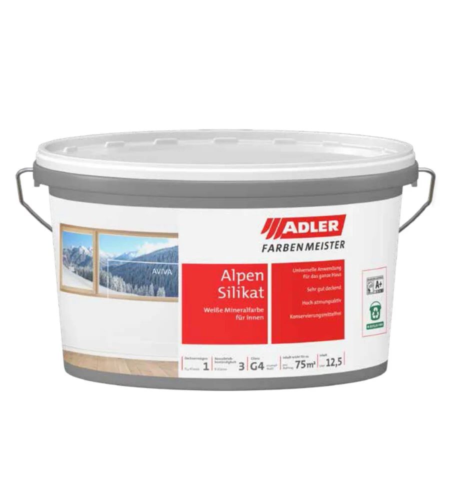 Adler Aviva FM Alpen-Silikat Weiß Wandfarbe 12,5 Liter