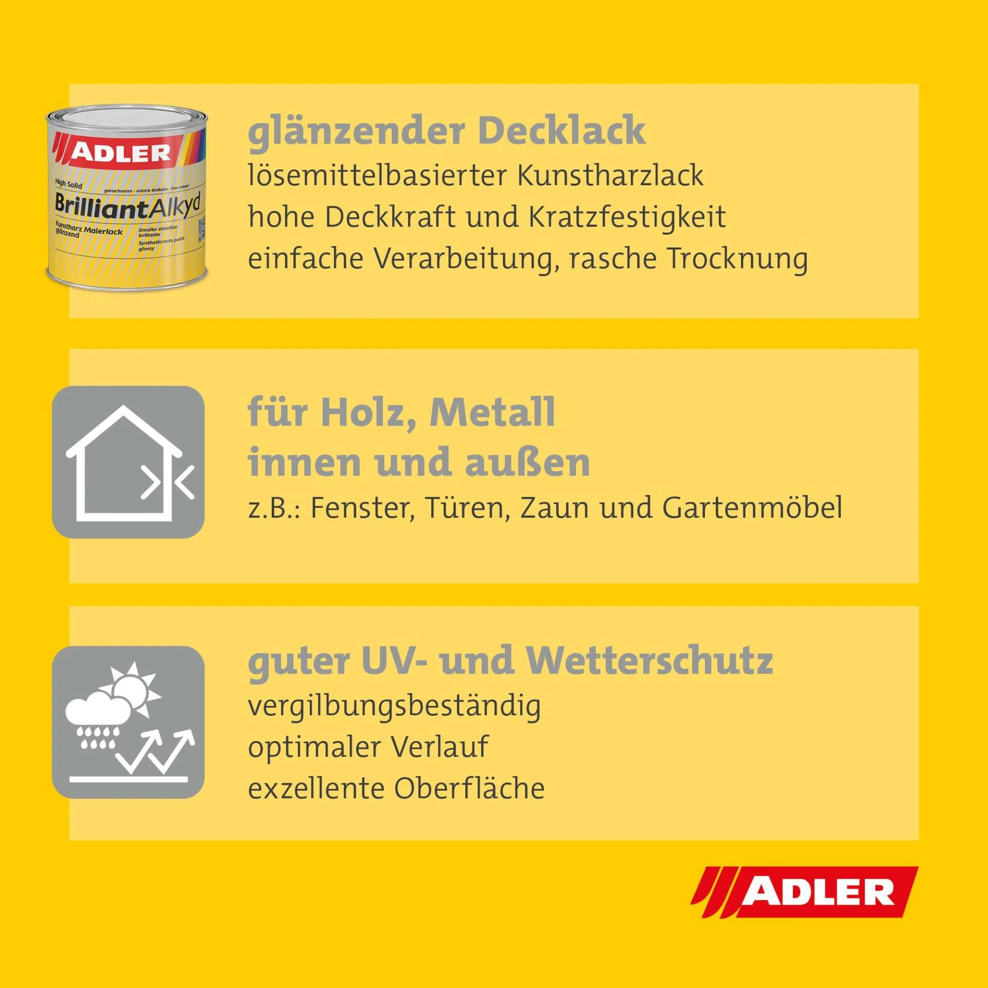 ADLER Brilliantalkyd Kunstharzlack glänzend – Weiß, 375ml – Bild 2