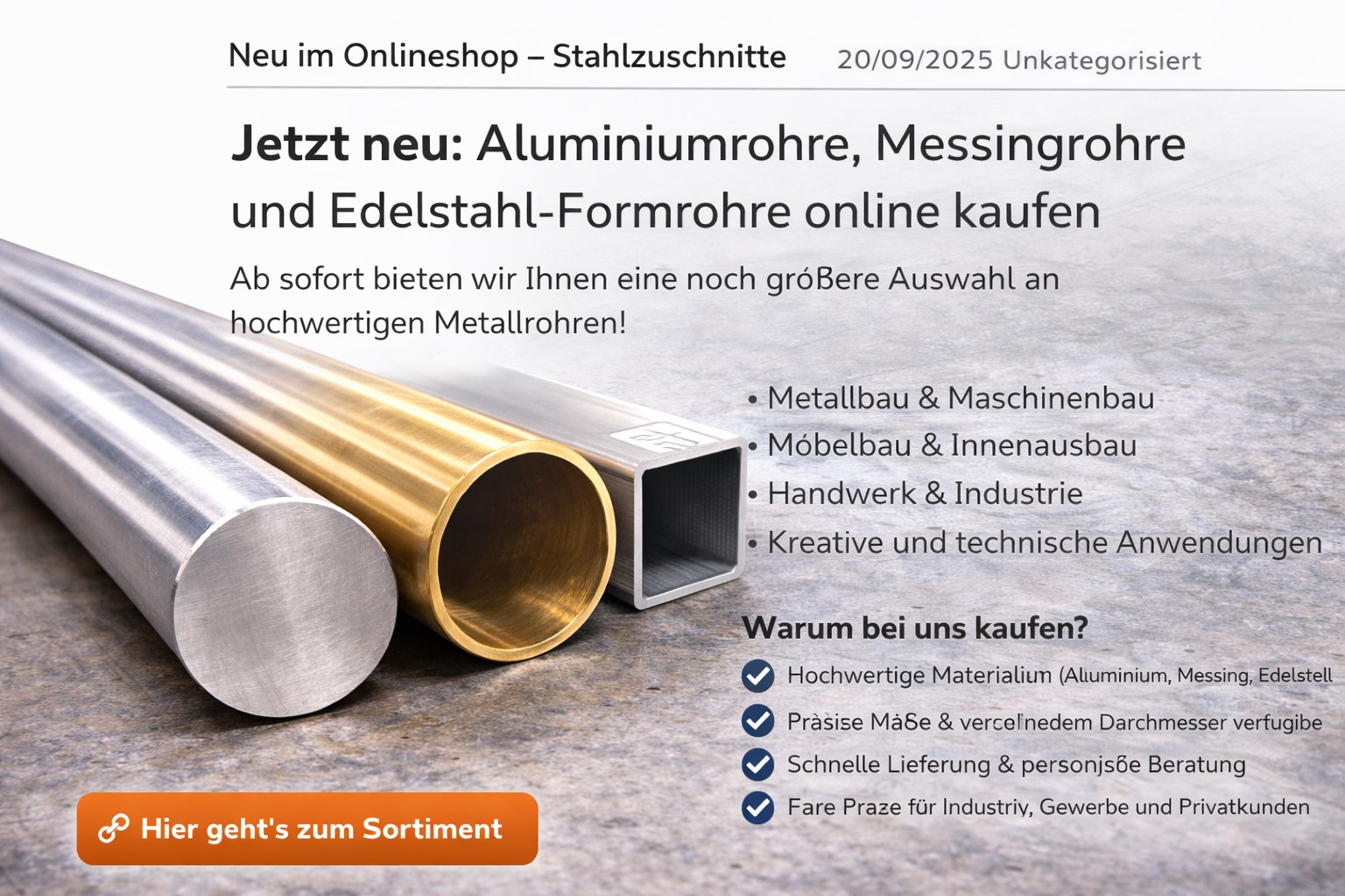 Neu im Onlineshop – Stahlzuschnitte