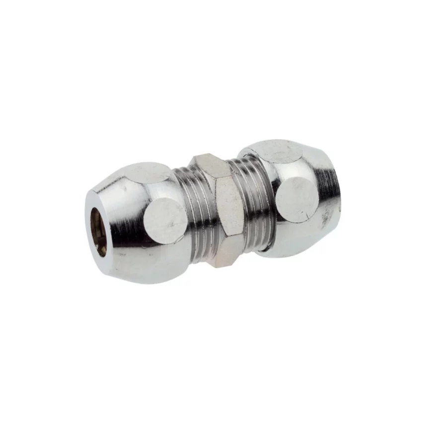 Kirchhoff Quetschverschraubung-Verbinder, Messing verchromt, 3/8" x 10 mm – Ansicht