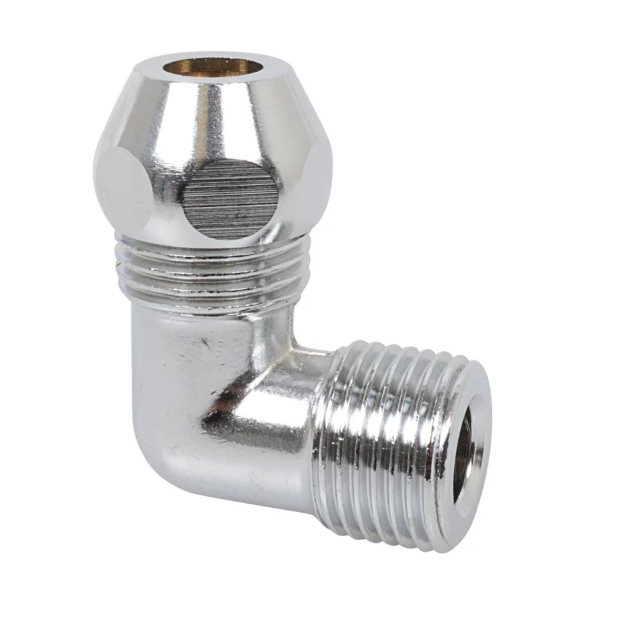 Kirchhoff Quetschverschraubung-Winkel 90°, Messing verchromt, 3/8" AG x 10 mm – Ansicht