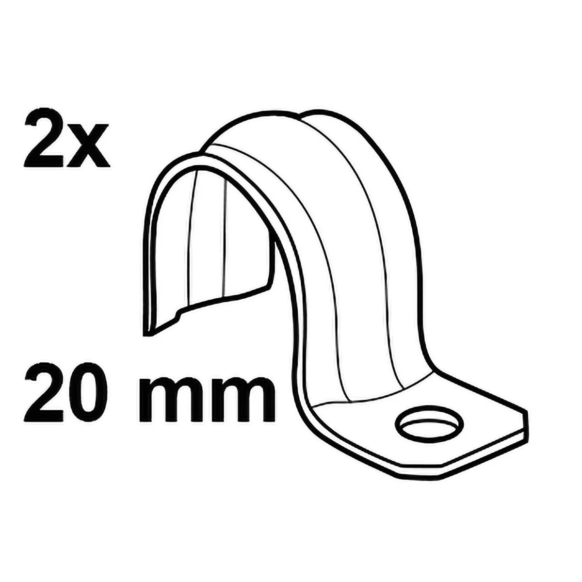 Kirchhoff Rohrband-Schelle einfach, verzinkt, 20 mm, 2 Stück – Maßzeichnung