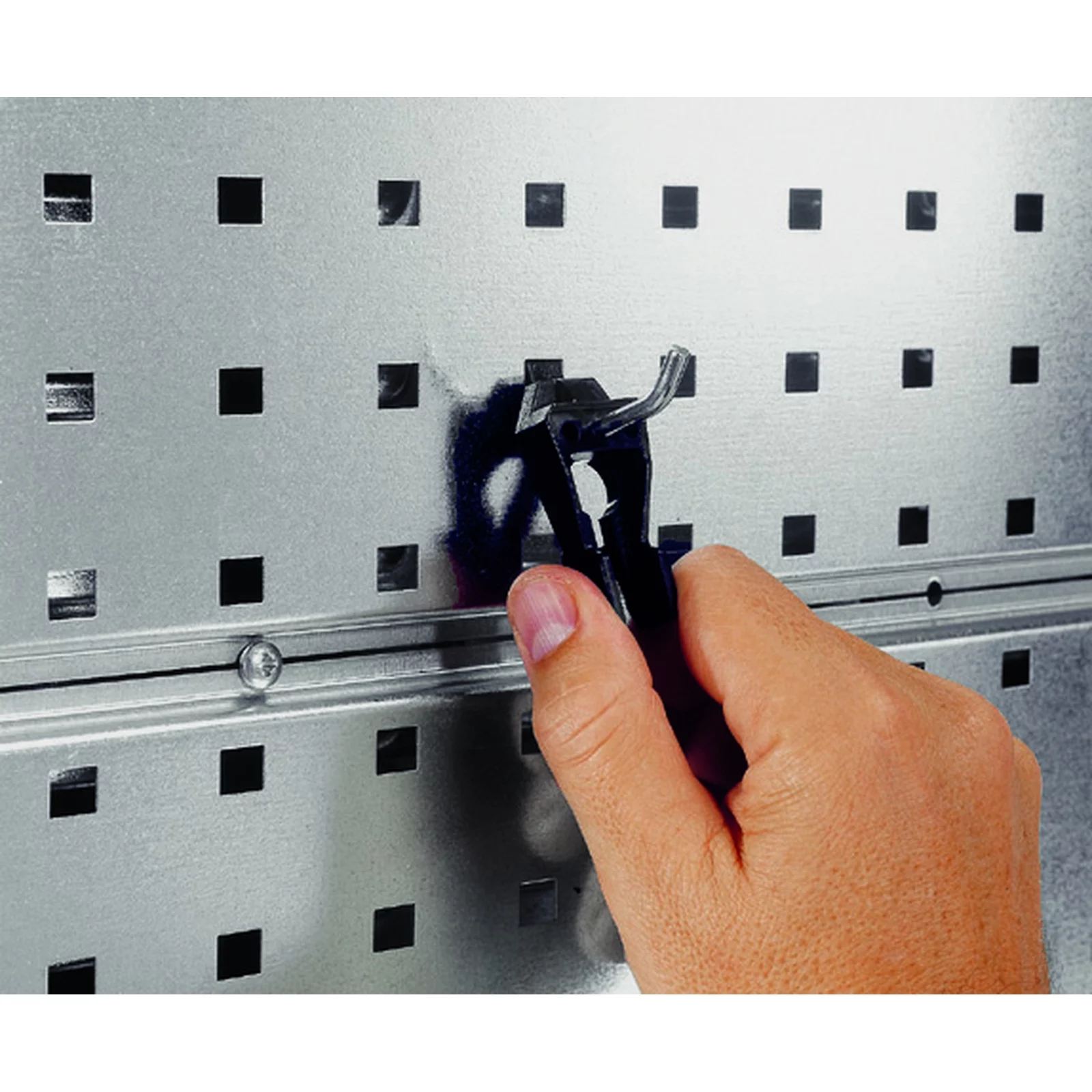 raaco Werkzeug-Wandpaneel (Lochwand) 520 × 440 mm, verzinkter Stahl – Maßzeichnung