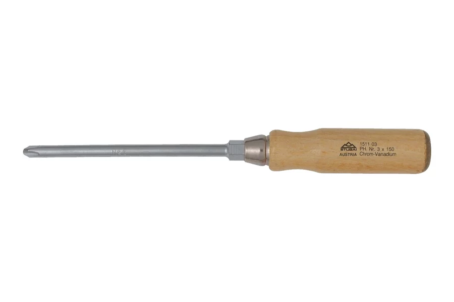 STUBAI Phillips-Schraubendreher PH3 x 150 mm, Holzheft – Gesamtansicht