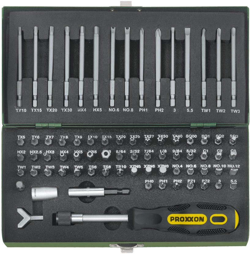 PROXXON Super-Sicherheits-Bitsatz 1/4 Zoll, 75-teilig – Ansicht