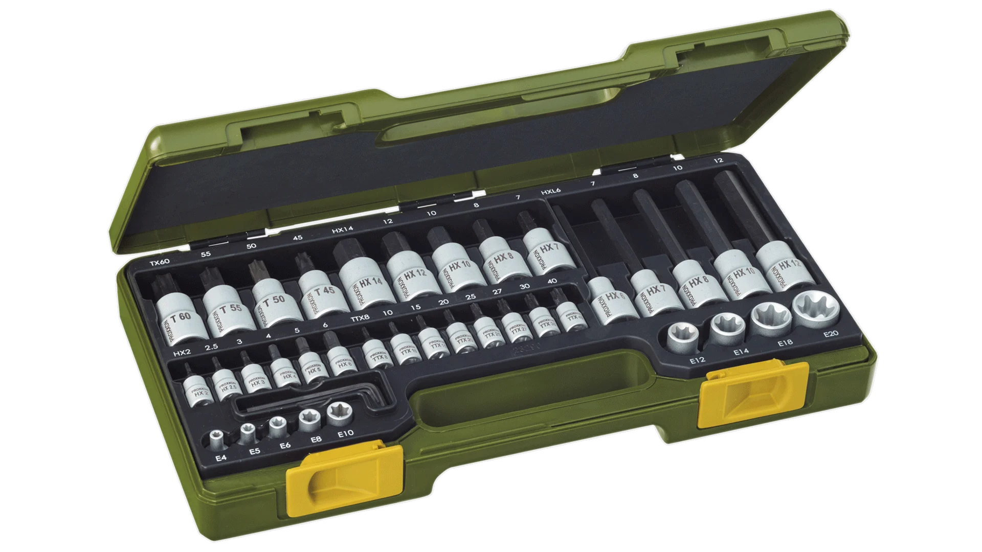 PROXXON Spezialsatz TX und HX 1/4 und 1/2 Zoll, 42-teilig – Detailansicht