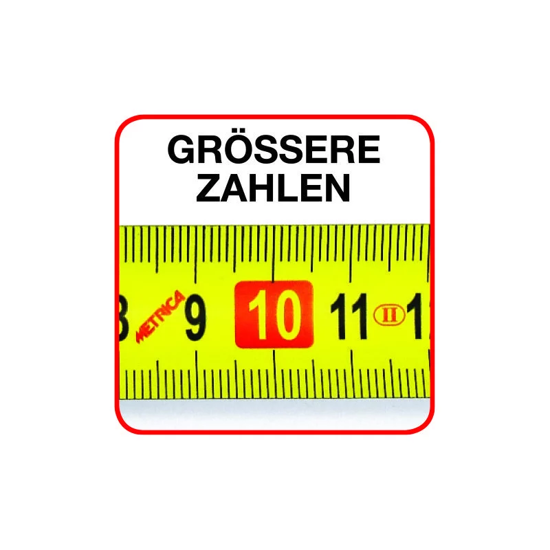 METRICA Nylon Coated Rollbandmaß 3 m × 25 mm – Maßzeichnung