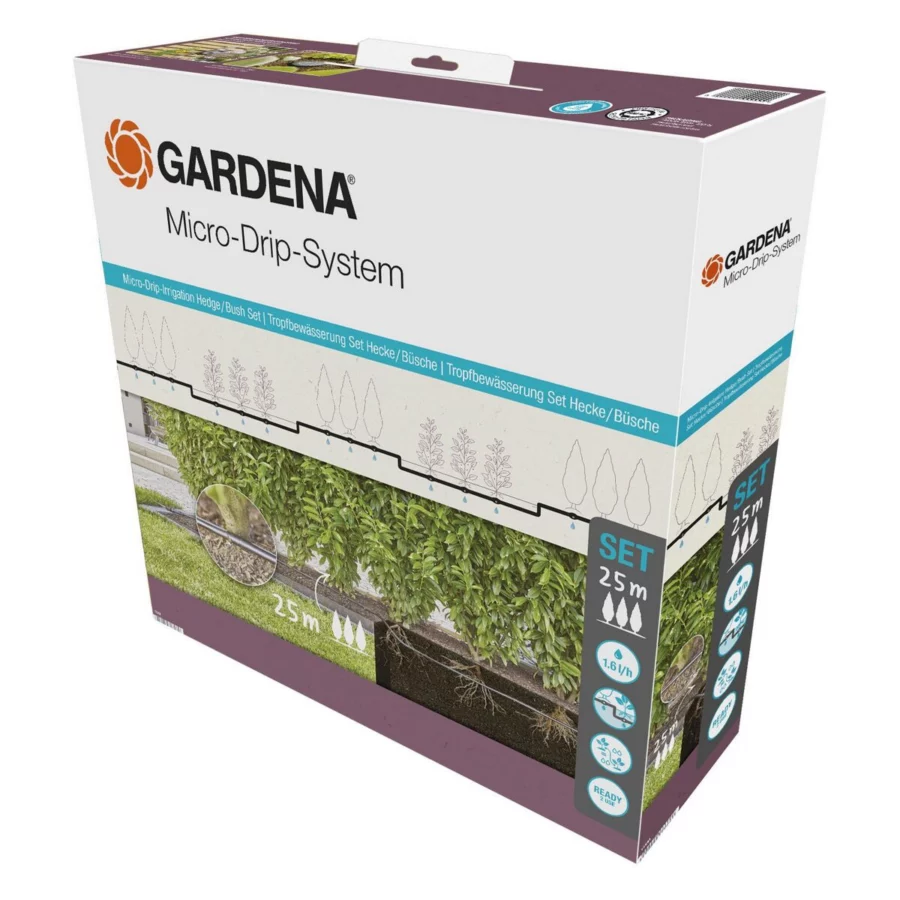 GARDENA Micro-Drip Tropfbewässerung Set Hecken/Sträucher 25 m