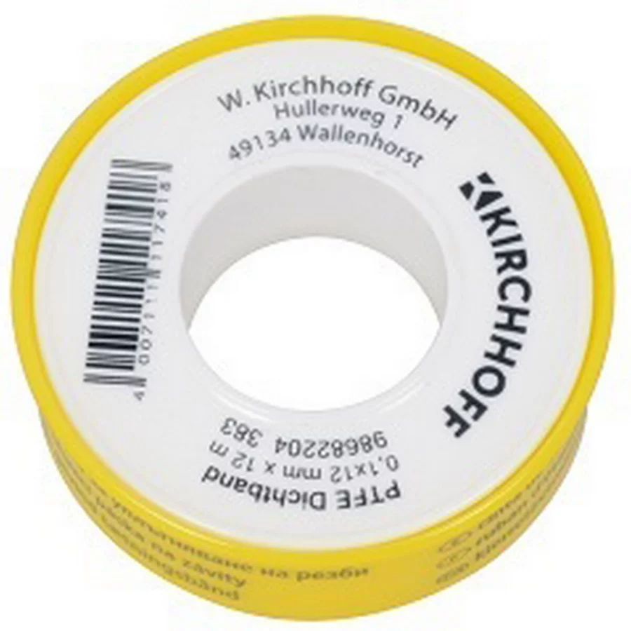 Kirchhoff PTFE-Gewindedichtband 0,1 x 12 mm x 12 m, DVGW geprüft – Ansicht