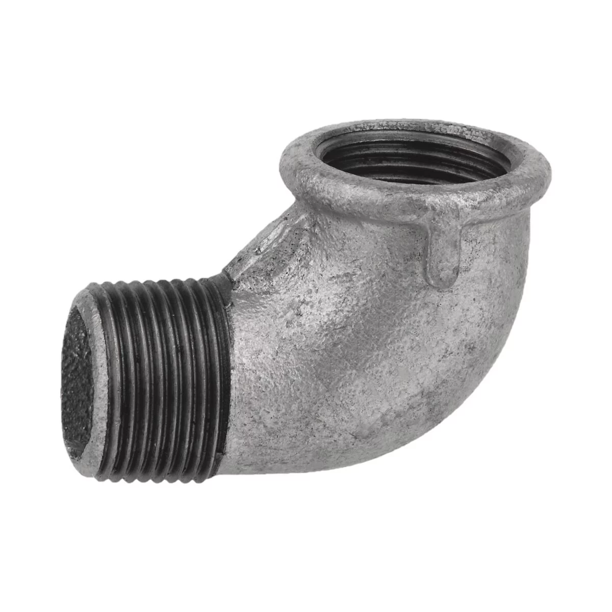 Kirchhoff Winkel 90° (Nr. 92), Temperguss verzinkt, 1 1/4" IG x 1 1/4" AG – Ansicht