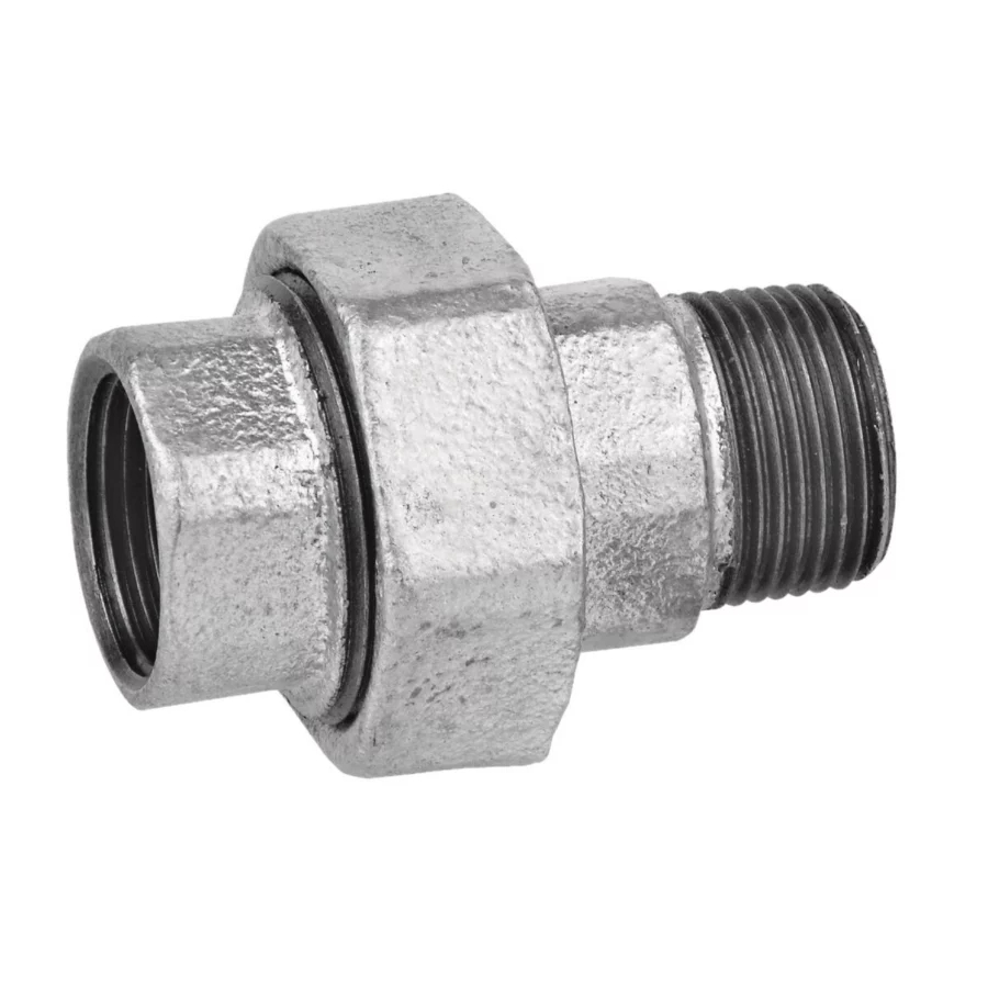 Kirchhoff Verschraubung flachdichtend (Nr. 331), Temperguss verzinkt, 1/2" IG x 1/2" AG – Ansicht