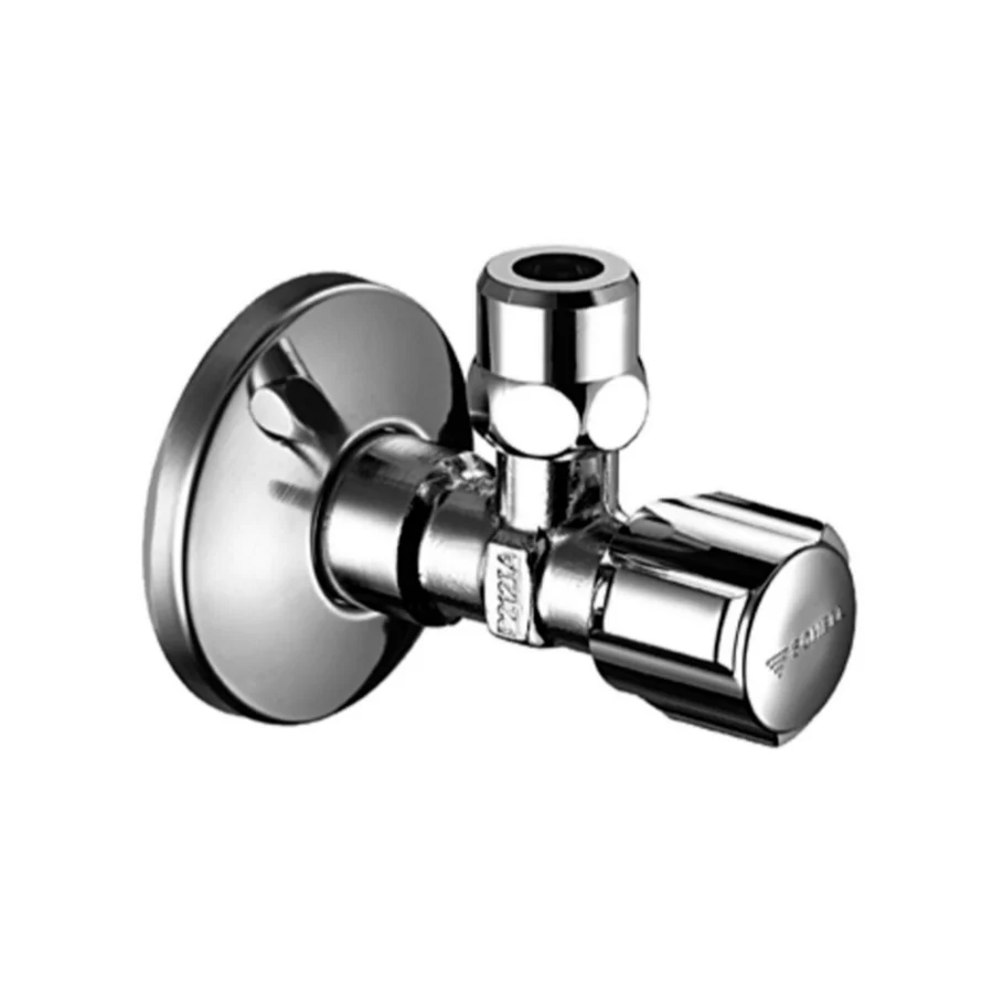 SCHELL Eckventil mit Regulierfunktion COMFORT, Chrom, 1/2" AG x 3/8" x 10 mm Quetschverschraubung, mit Schubrosette – Ansicht