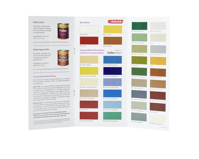 Adler Farbkarte Pullex Color – Farbtöne