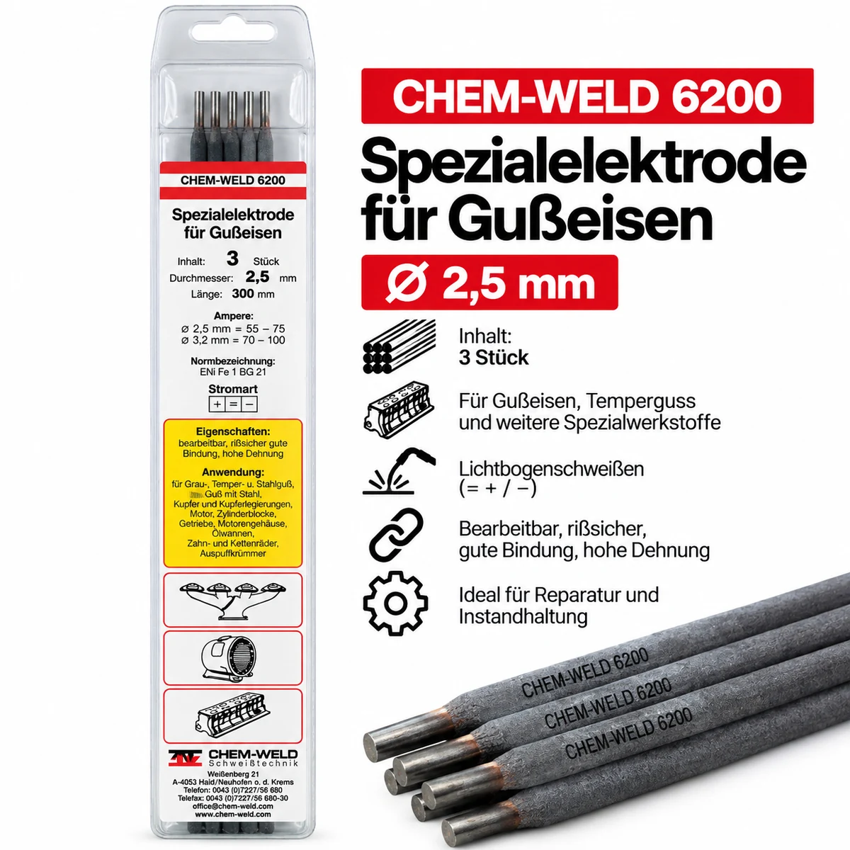Guss-Spezialelektroden 2,50 mm