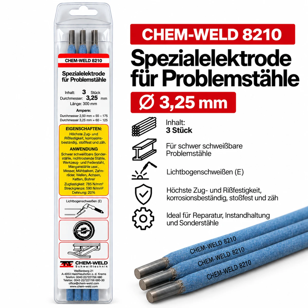 Spezialelektroden für Problemstähle 3,25