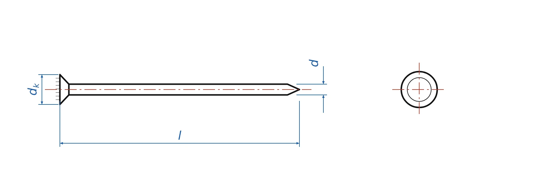 Drahtstift Maßzeichnung