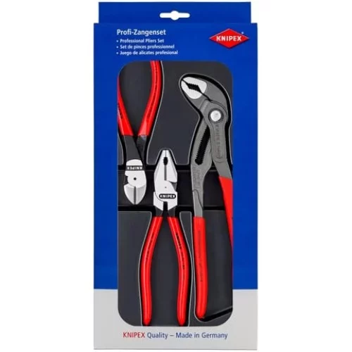 KNIPEX Kraft-Paket Werkzeugset 3-teilig vollständige Produktansicht vom KNIPEX Hersteller