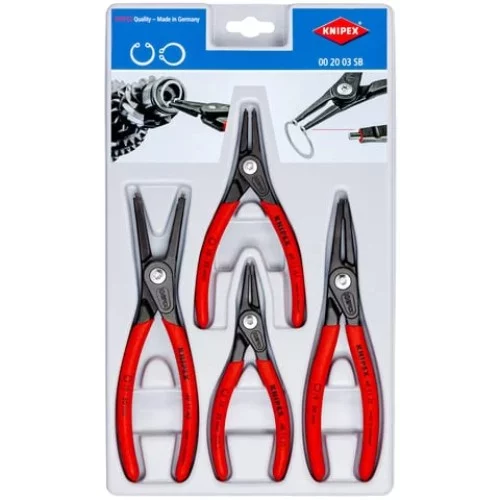 KNIPEX Präzisions-Sicherungsringzangen-Set 4-teilig vollständige Produktansicht vom KNIPEX Hersteller