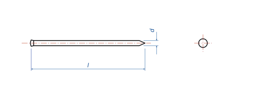 Maßzeichnung Wagnerstift Stauchkopf