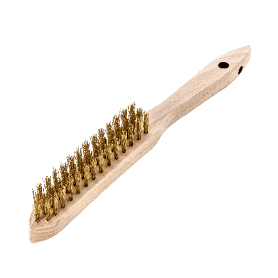 LESSMANN Handbürste 3-reihig, Messingdraht gewellt 0,35 mm, Holzkörper 290 mm – Ansicht