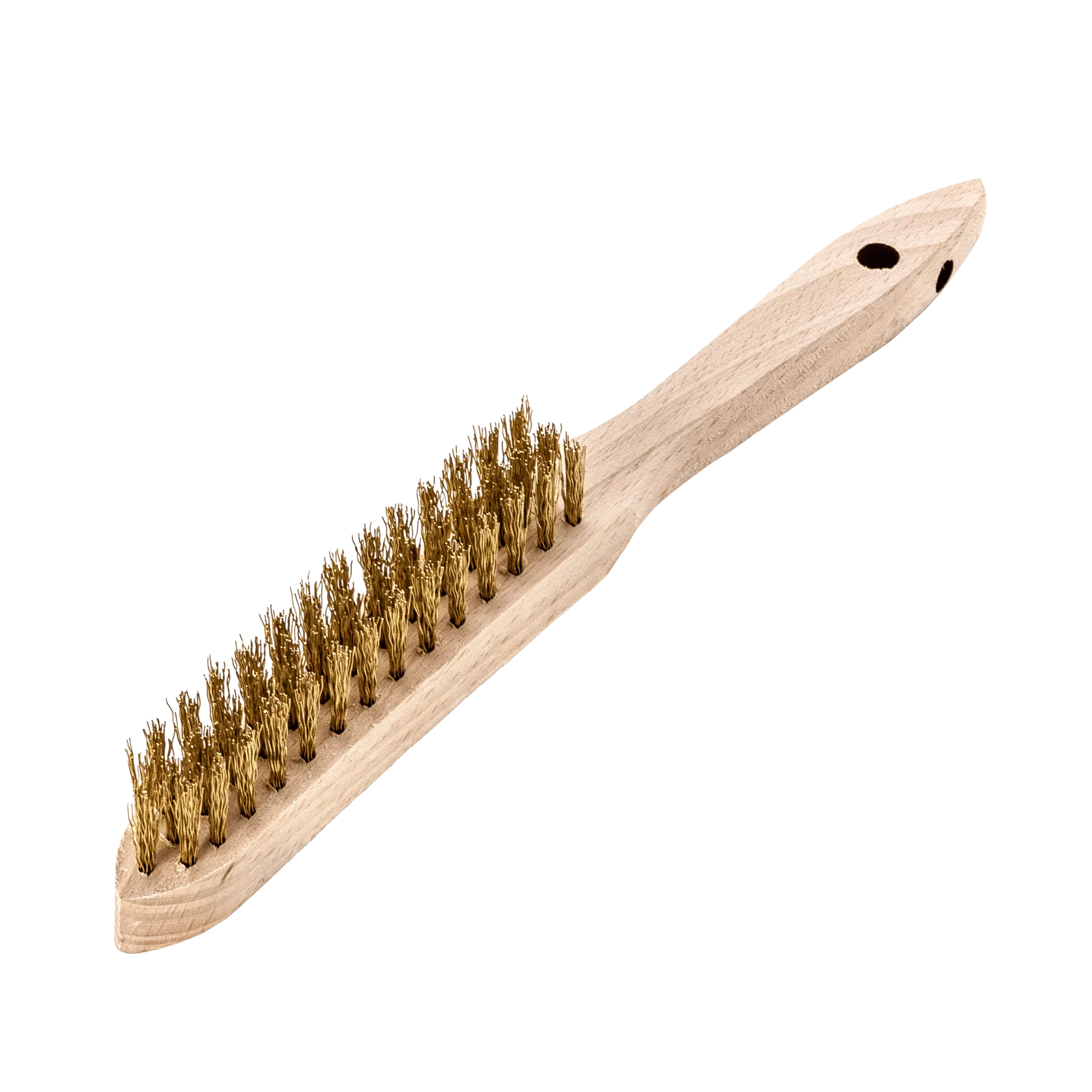 LESSMANN Handbürste 3-reihig, Messingdraht gewellt 0,35 mm, Holzkörper 290 mm – Ansicht