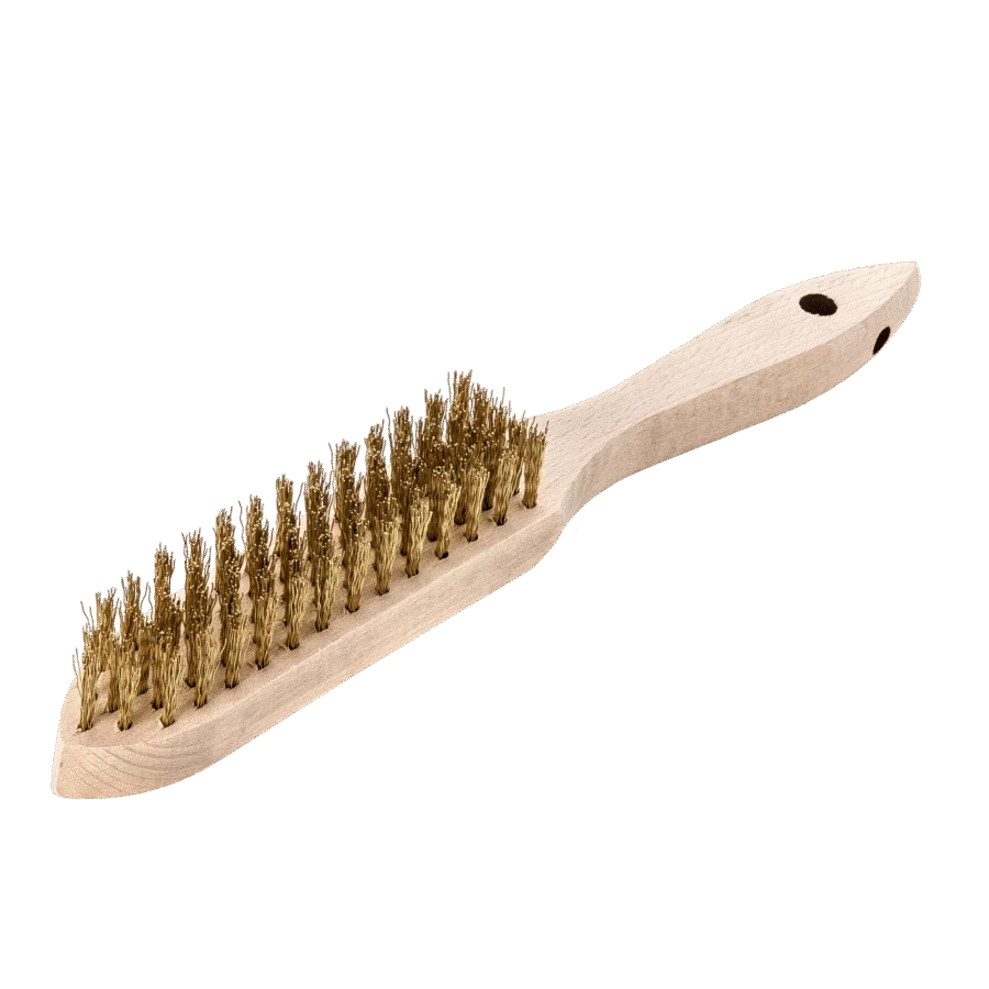 LESSMANN Handbürste 5-reihig, Messingdraht gewellt 0,35 mm, Holzkörper 290 mm – Ansicht