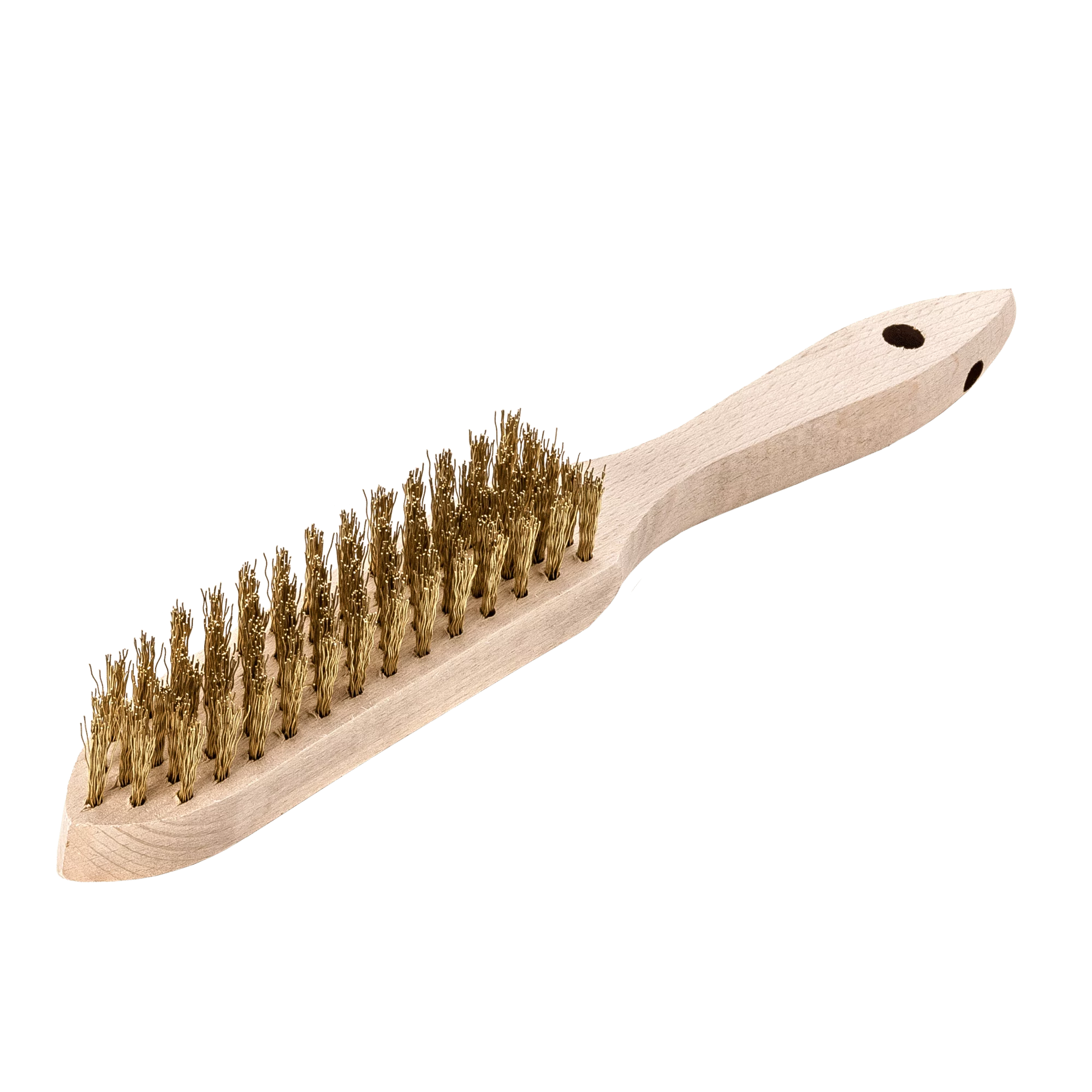 LESSMANN Handbürste 5-reihig, Messingdraht gewellt 0,35 mm, Holzkörper 290 mm – Ansicht