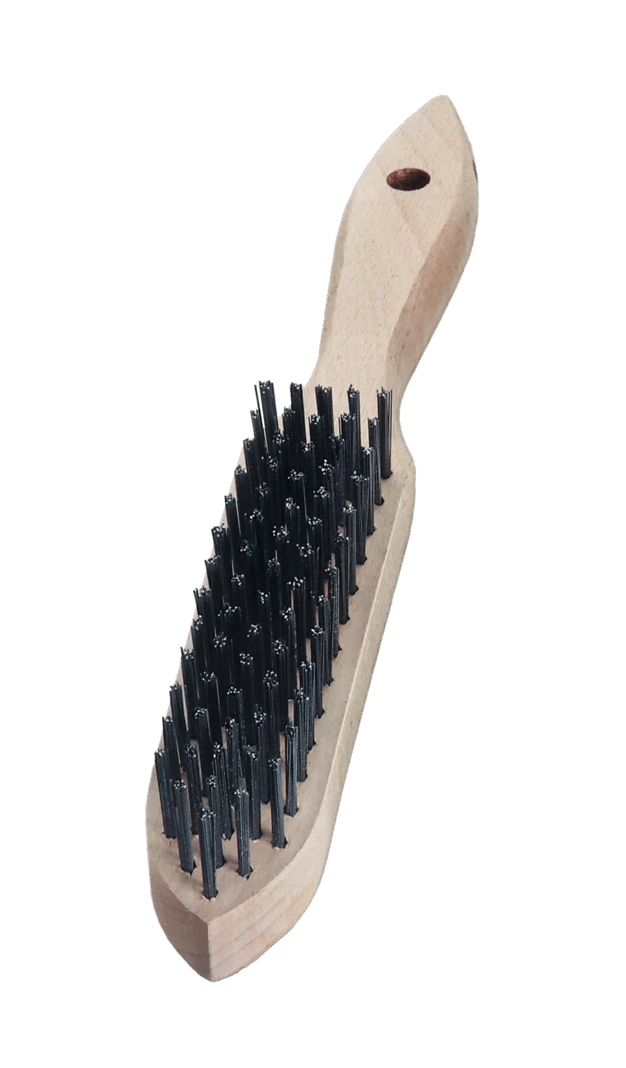 LESSMANN Handbürste 5-reihig, Stahldraht glatt 0,35 mm, Holzkörper 290 mm – Ansicht