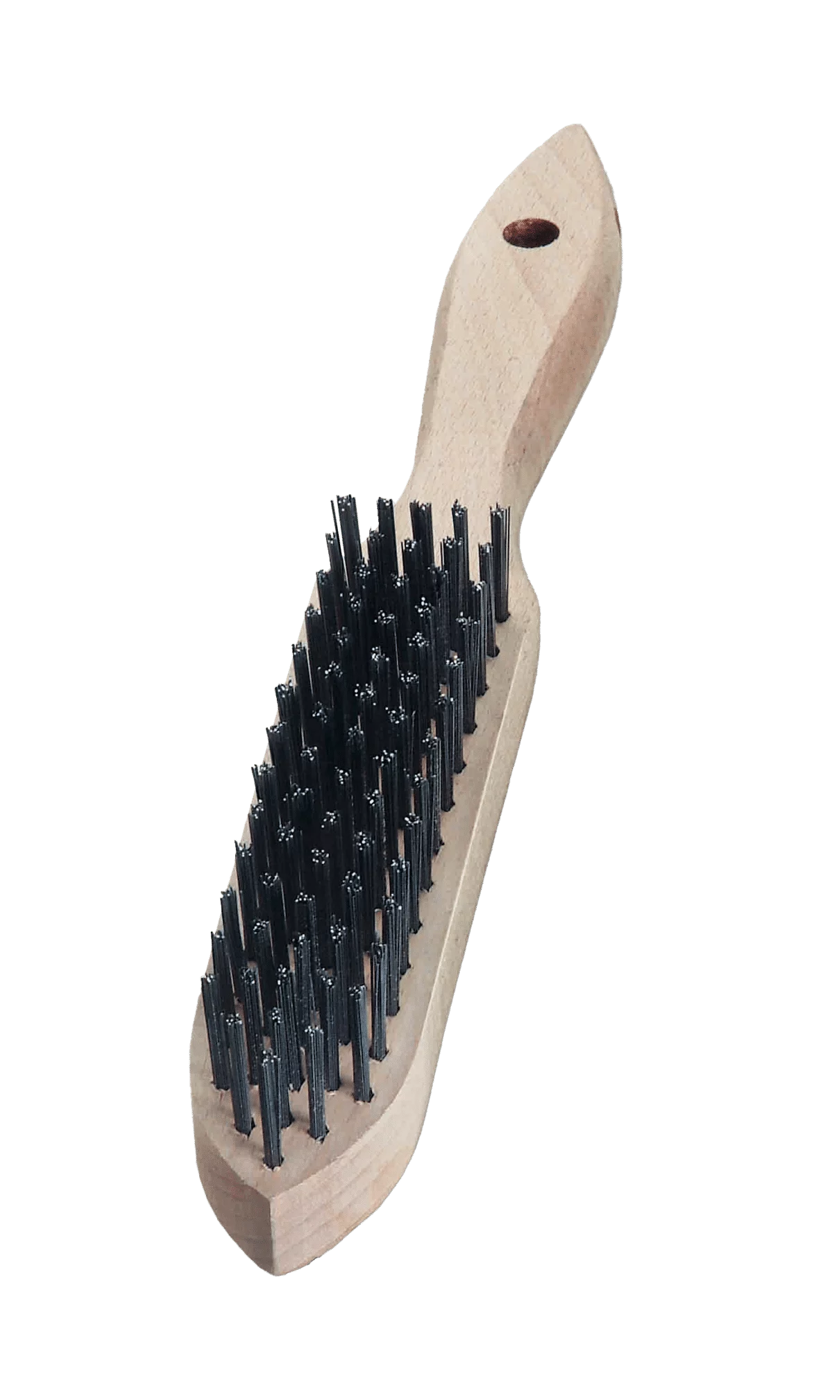 LESSMANN Handbürste 5-reihig, Stahldraht glatt 0,35 mm, Holzkörper 290 mm – Ansicht