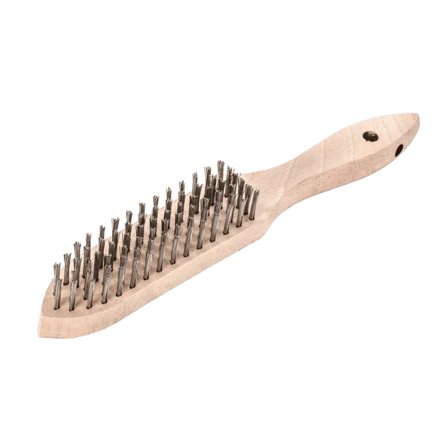 LESSMANN Handbürste 6-reihig, Stahldraht glatt 0,35 mm, Holzkörper 290 mm – Ansicht