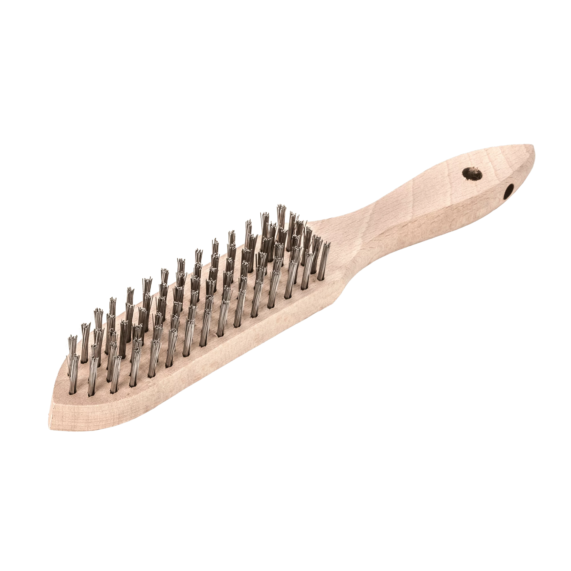 LESSMANN Handbürste 6-reihig, Stahldraht glatt 0,35 mm, Holzkörper 290 mm – Ansicht