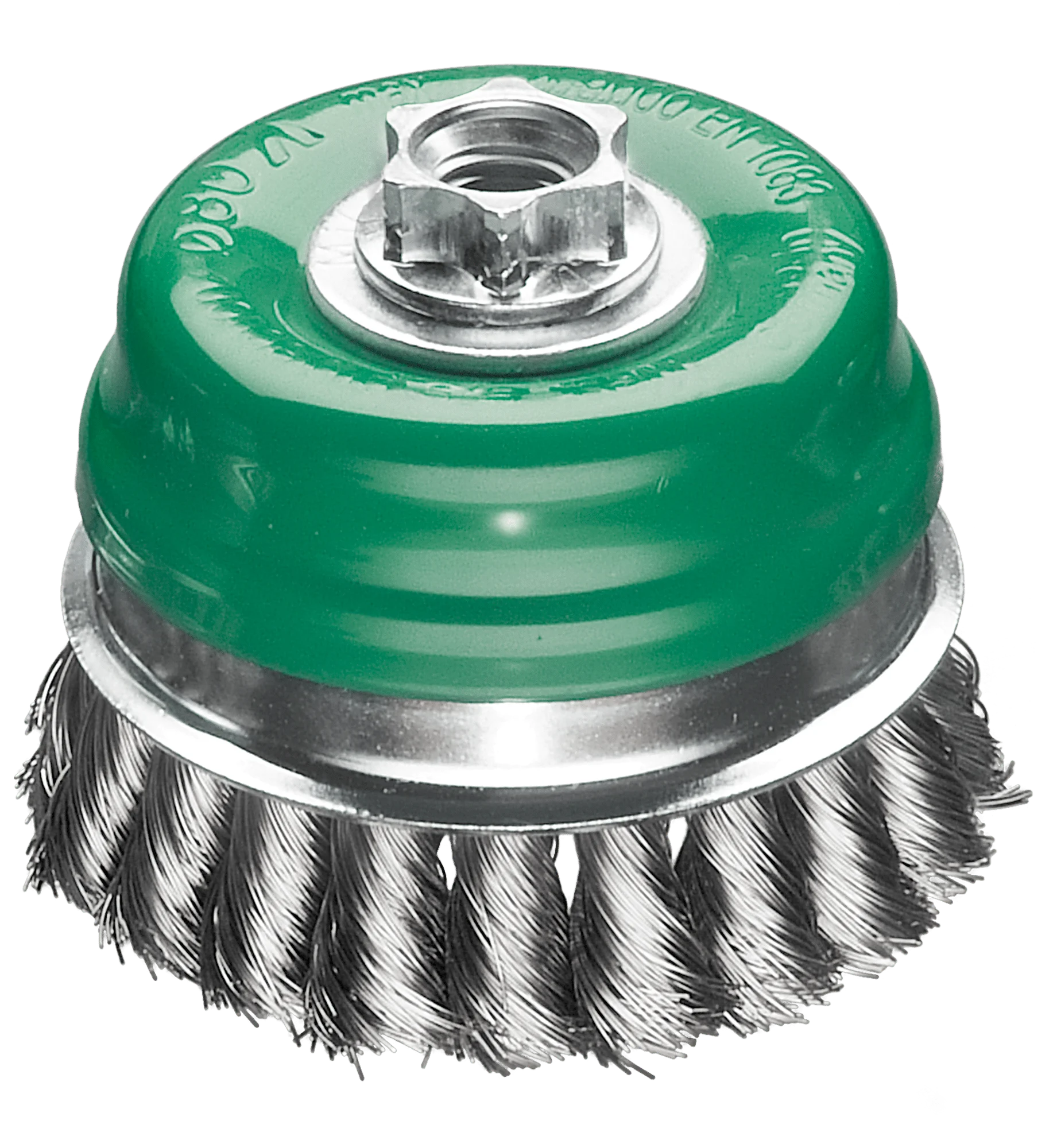 LESSMANN Zopf-Topfbürste mit Stützring Ø 80 mm M14, Edelstahldraht gezopft 0,50 mm – Ansicht