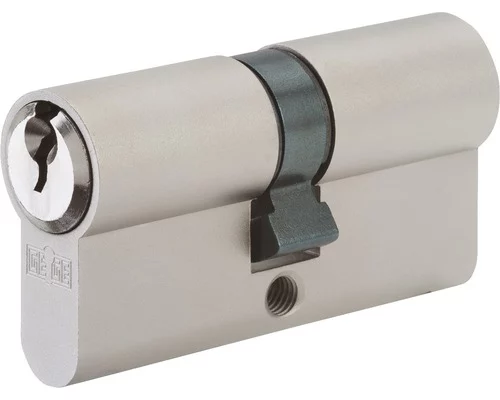 dormakaba Profil-Doppelzylinder P1 30/30 mm, vernickelt, gleichsperrend Sperre V – Ansicht