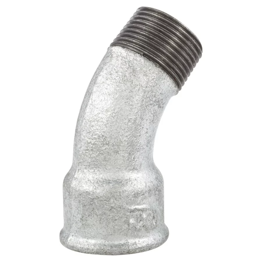 Kirchhoff Bogen 45° (Nr. 40), Temperguss verzinkt, 3/4" IG x 3/4" AG – Ansicht