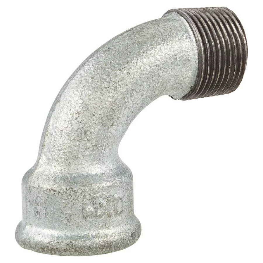 Kirchhoff Bogen 90° (Nr. 1A), Temperguss verzinkt, 3/4" IG x 3/4" AG – Ansicht