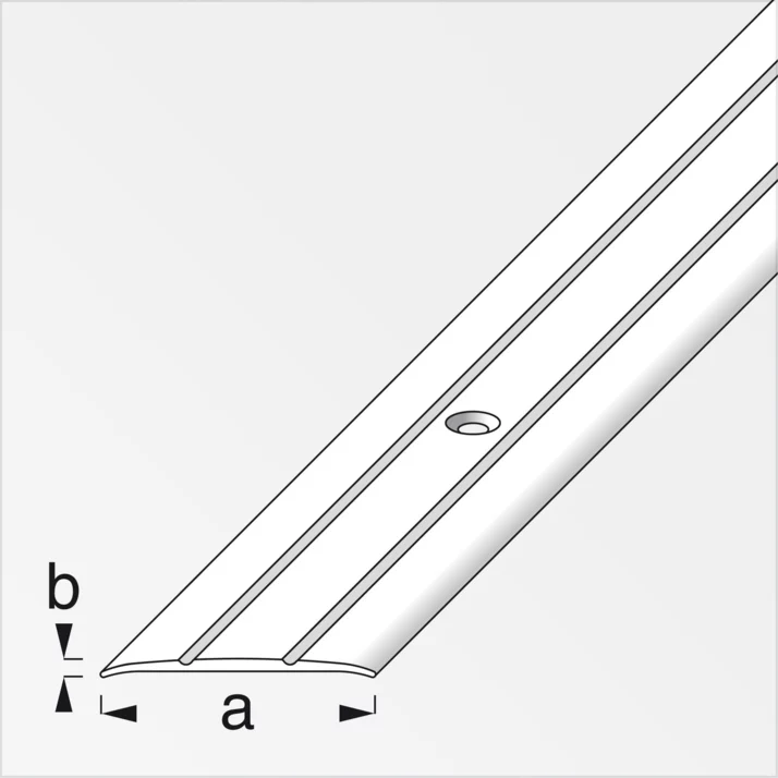 alfer Übergangsprofil flach, gebohrt Aluminium 37 x 2,5 mm, silber eloxiert, 1 m – Maßzeichnung